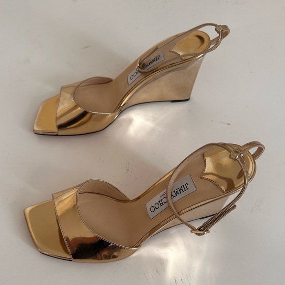 Jimmy Choo Brien 85MM Patent Wedge Sandals - Picture 6 of 9